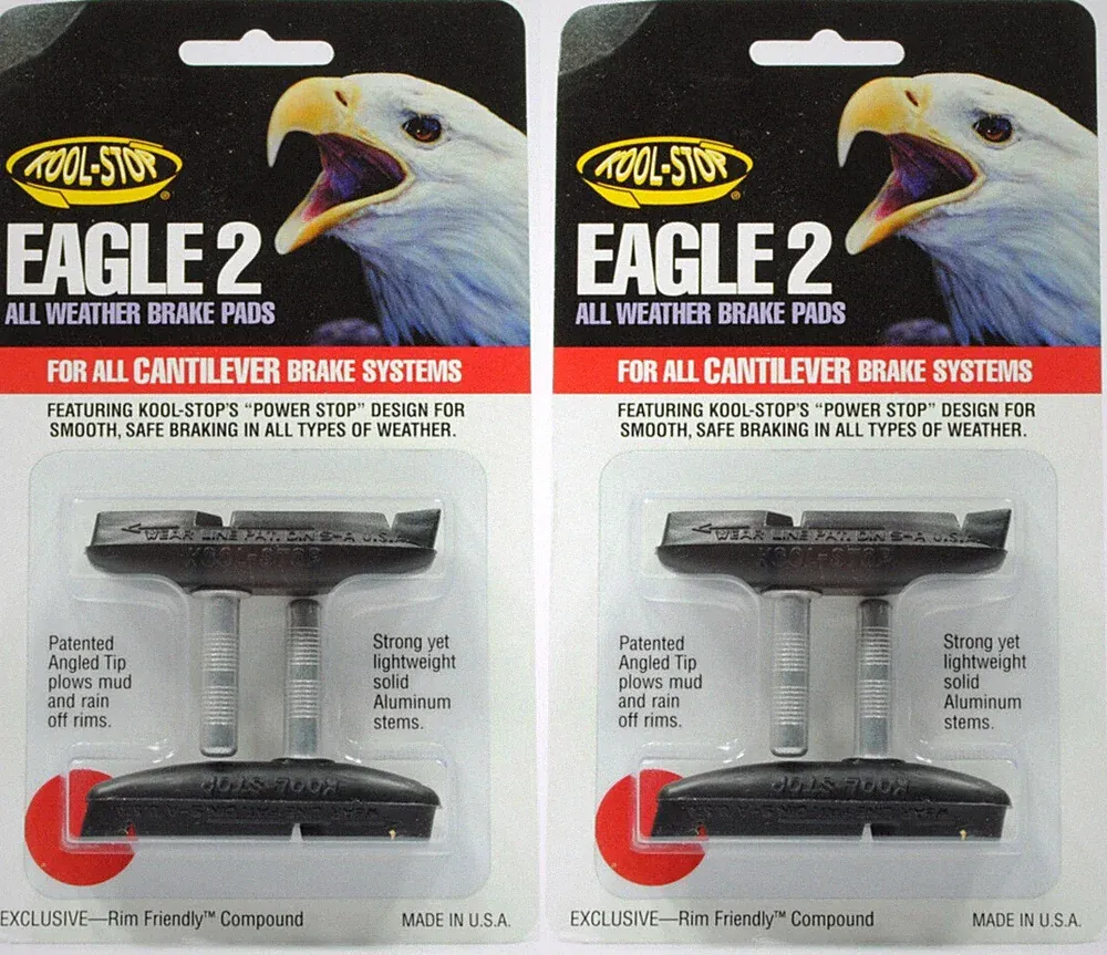 2 PAIR KOOL STOP EAGLE CLAW II CANTILEVER BRAKE PADS SMOOTH POST BLACK COMPOUND