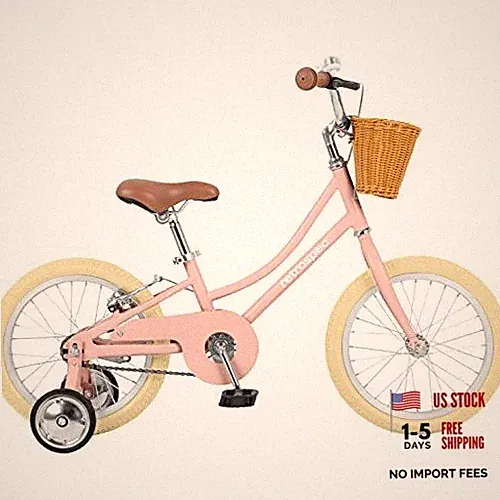 Beaumont Mini 16in Kids Bike with Training Wheels & Basket - Beginner Blush
