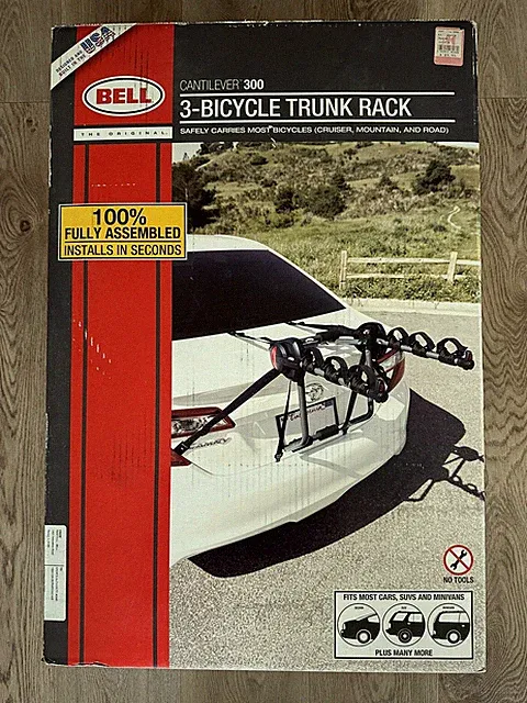 BELL Cantilever 300 - 3 Bike Bicycle Trunk Rack 100% Fully Assembled (Open Box)