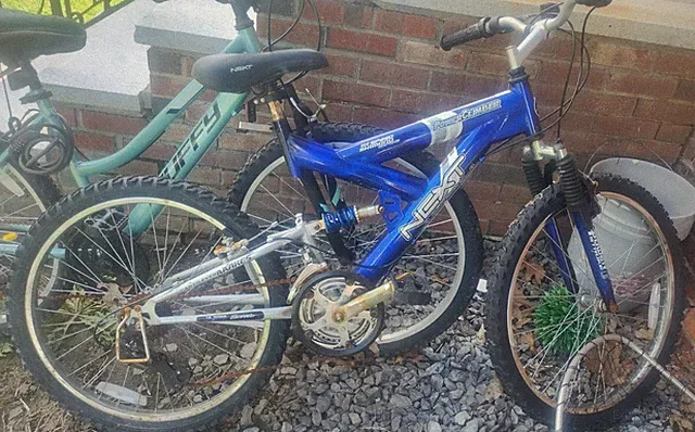 NEXT Power Climber Mountain Bike Full Suspension, Blue/Silver, Cantilever