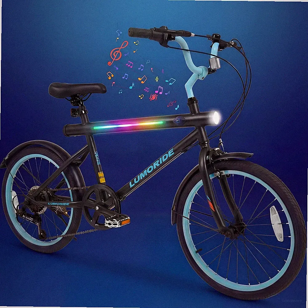 Olakids Kids Mountain Bike, 20 Inch Children Bicycle with 7 Lighting Modes Bl...