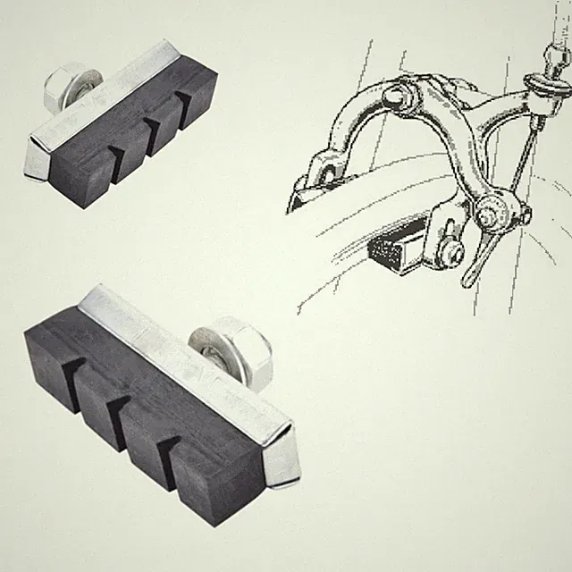 PAIR BIKE BRAKE PAD CLASSIC BLOCK PADS SHOE SCREW VINTAGE KID CHILDREN CYCLE BMX